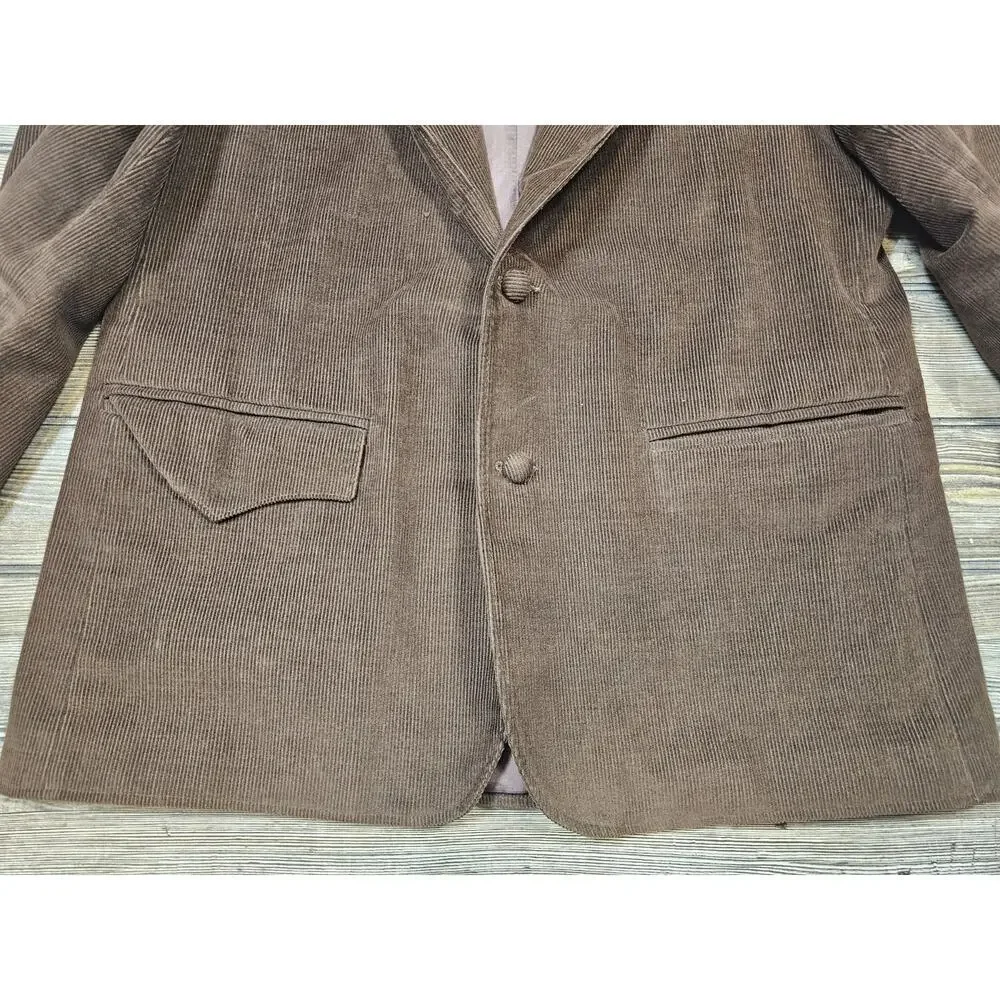 Pioneer Wear Western Corduroy Suede Men Blazer 46 Sport Coat Jacket BRN USA Vtg